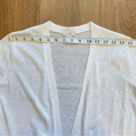 J.Jill Linen Blend Open Front Cardigan White Sz Small Petite - Picture 13 of 14